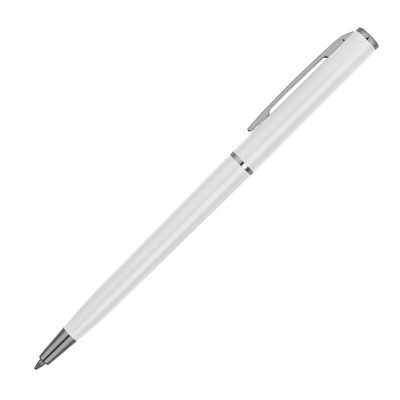 Ручка пластиковая шариковая, пластик/металл, d0,8 х 13 см, белый матовый/серебристый