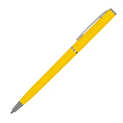 Ручка пластиковая шариковая, пластик/металл, d0,8 х 13 см, желтый матовый/серебристый