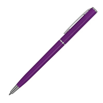 Ручка пластиковая шариковая, пластик/металл, d0,8 х 13 см, фиолетовый матовый/серебристый