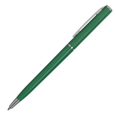 Ручка пластиковая шариковая, пластик/металл, d0,8 х 13 см, зеленый матовый/серебристый