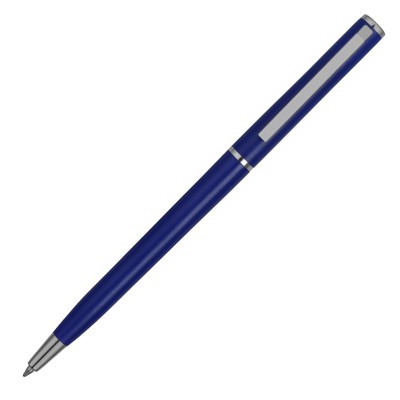 Ручка пластиковая шариковая, пластик/металл, d0,8 х 13 см, синий матовый/серебристый