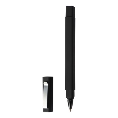 Ручка пластиковая шариковая,  квадратная, пластик/soft-touch , черный