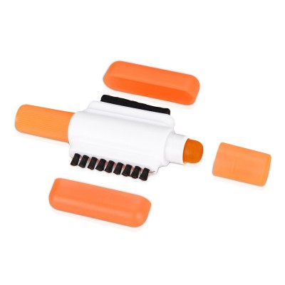 Маркер восковой+щеточки для чистки оргтехники, 8,6 х 3,8 х 1,2 см, пластик, белый/оранжевый