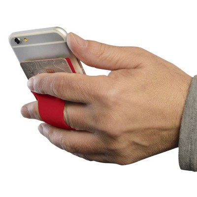Картхолдер для телефона с отверстием для пальца, 8,6 х 5,8 см, силикон, красный