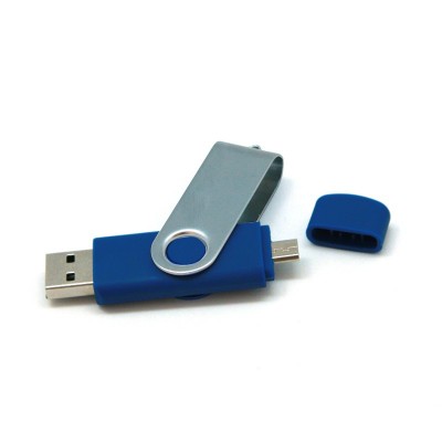 Флешка 32 Гб с дополнительным разъемом Micro USB, синий