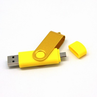 Флешка 32 Гб с дополнительным разъемом Micro USB,  желтый