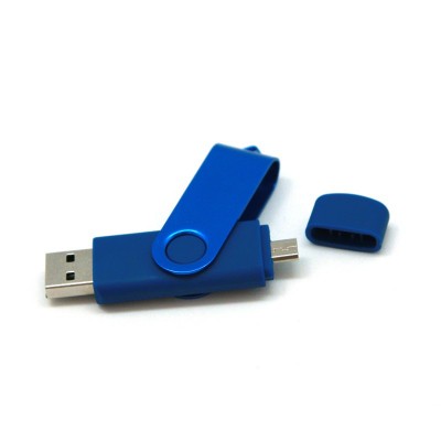 Флешка 32 Гб с дополнительным разъемом Micro USB,  синий