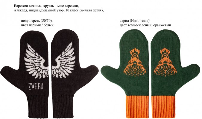 Варежки цельновыкроенные, акрил/полушерсть