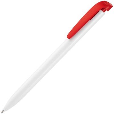 Ручка шариковая РИТ, пластик,  белая с красным