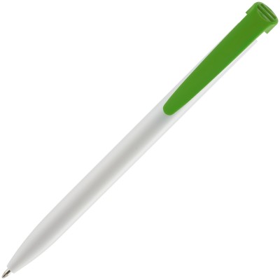 Ручка шариковая РИТ, пластик,  белая с зеленым