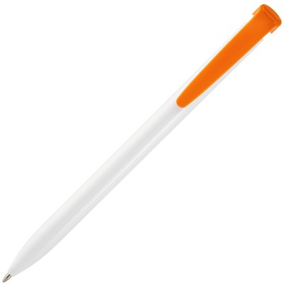 Ручка шариковая РИТ, пластик,  белая с оранжевым