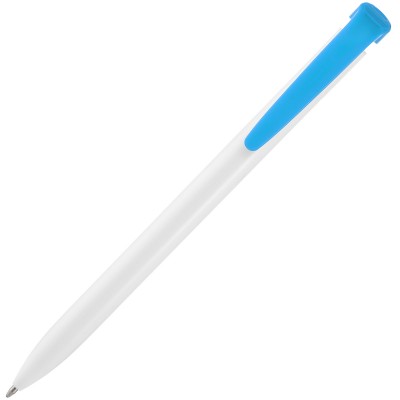 Ручка шариковая РИТ, пластик,  белая с голубым