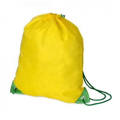 Рюкзак 31х38см полиэстер, желтый с зеленым шнуром