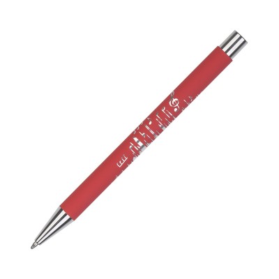 Ручка шариковая без клипа, покрытие soft touch, красная