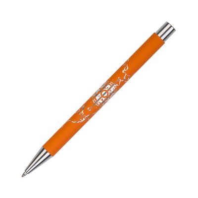 Ручка шариковая без клипа, покрытие soft touch, оранжевая