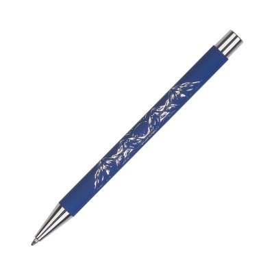 Ручка шариковая без клипа, покрытие soft touch, синяя