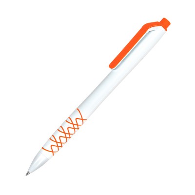 Ручка шариковая N11, пластик, бело-оранжевая