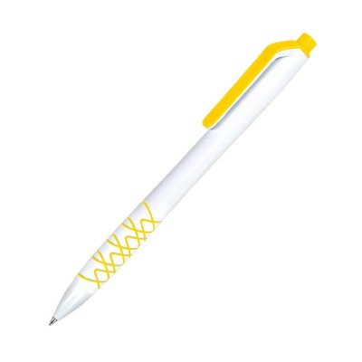Ручка шариковая N11, пластик, бело-желтая