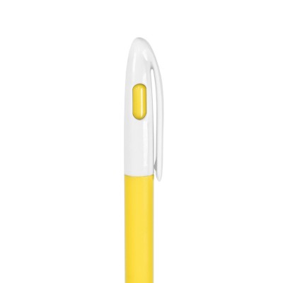 Ручка шариковая с цветной кнопкой, пластик, желтая