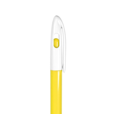 Ручка шариковая с цветной кнопкой, пластик, желтая