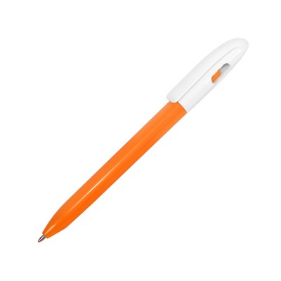 Ручка шариковая с цветной кнопкой, пластик, оранжевая
