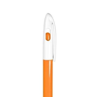 Ручка шариковая с цветной кнопкой, пластик, оранжевая