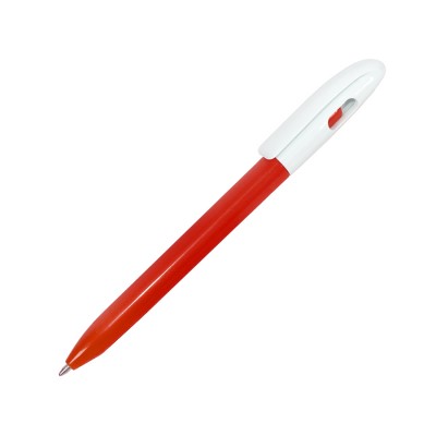 Ручка шариковая с цветной кнопкой, пластик, красная