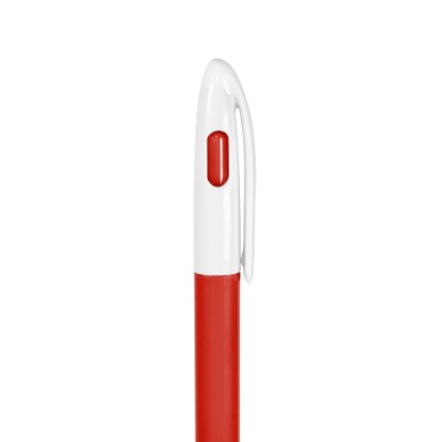 Ручка шариковая с цветной кнопкой, пластик, красная