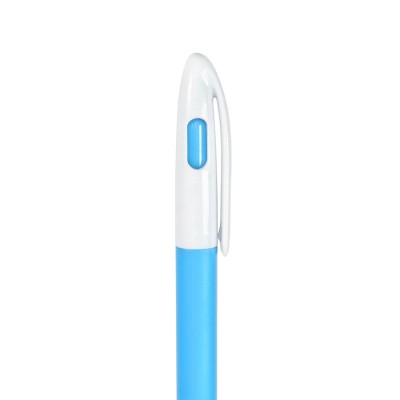 Ручка шариковая с цветной кнопкой, пластик, голубая