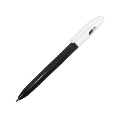 Ручка шариковая с цветной кнопкой, пластик, черная
