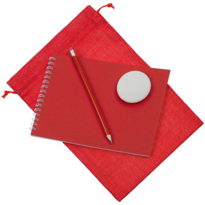 Набор: карандаш, ластик и блокнот, красный