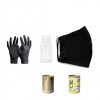 Набор: маска черная, антисептик и перчатки белые,  упаковано в жестяную банку