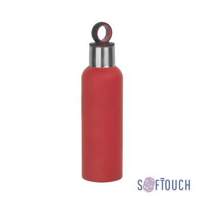 Термобутылка 500мл нержавеющая сталь/soft touch/пластик, красный