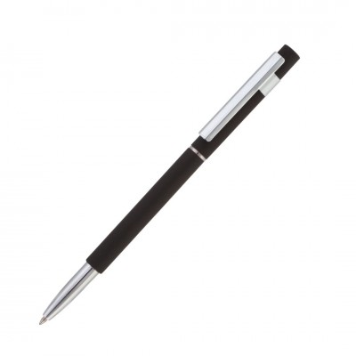 Ручка шариковая СТАР, покрытие soft touch, цвет черный