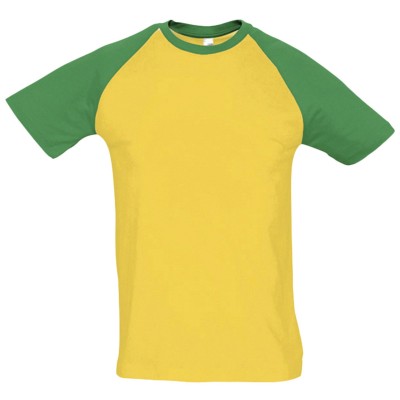 Футболка мужская 150 г/м2 двухцветная, желтая с зеленым