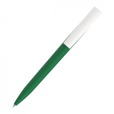 Ручка шариковая ZET, софт-тач, темно-зеленая