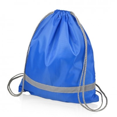 Рюкзак-мешок со светоотражающей полосой и серыми шнурками, синий