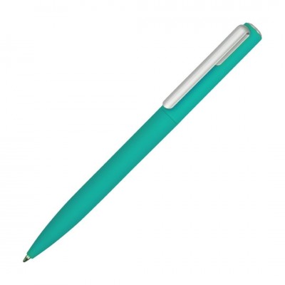 Ручка пластиковая шариковая, покрытие soft-touch, пластик, бирюзовая