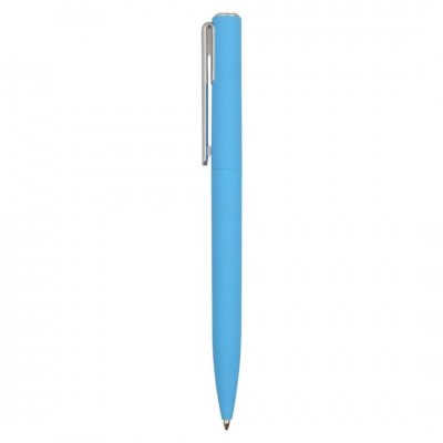 Ручка пластиковая шариковая, покрытие soft-touch, пластик, голубая