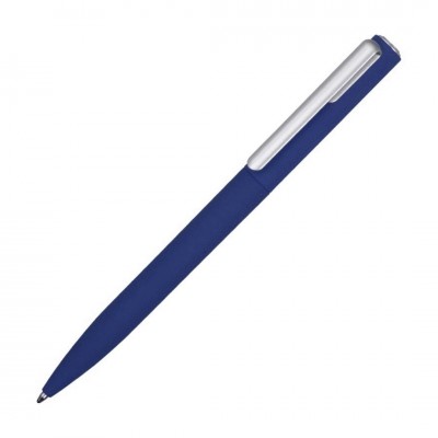 Ручка пластиковая шариковая, покрытие soft-touch, пластик, темно-синий