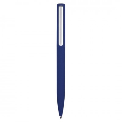 Ручка пластиковая шариковая, покрытие soft-touch, пластик, темно-синий