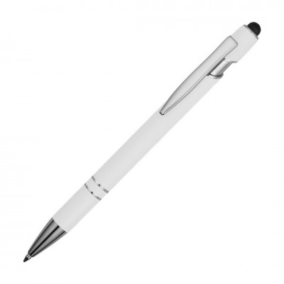 Ручка-стилус шариковая, soft-touch, белая