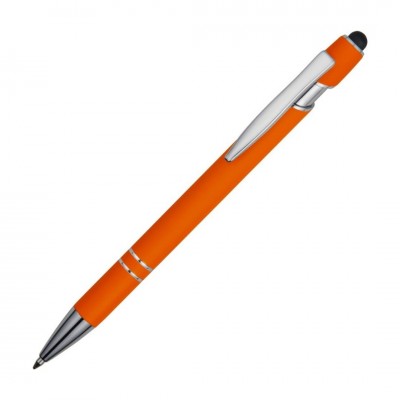 Ручка-стилус шариковая, soft-touch, оранжевая