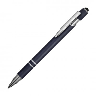 Ручка-стилус шариковая, soft-touch, темно-синяя