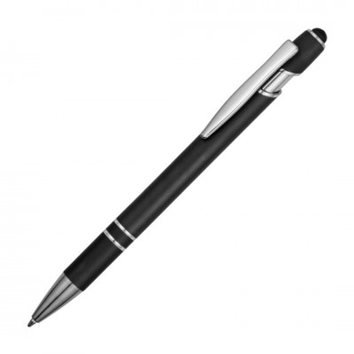 Ручка-стилус шариковая, soft-touch, черная