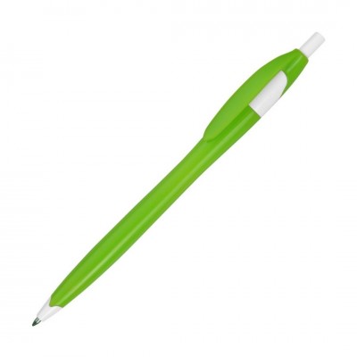Ручка шариковая, пластик, зеленое яблоко/белый