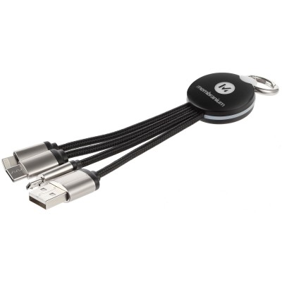 Брелок-кабель с подсветкой логотипа и разъемами для зарядки