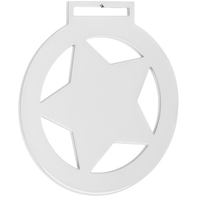 Медаль 8x8,6x0,2см металл, белая