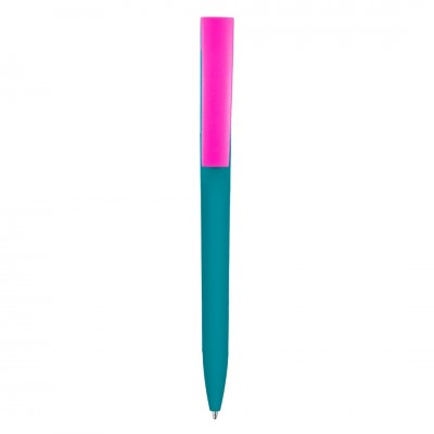 Ручка шариковая ZET  MIX, софт тач, бирюзовая с розовым