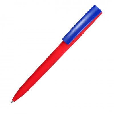 Ручка шариковая ZET  MIX, софт тач, красная с синим